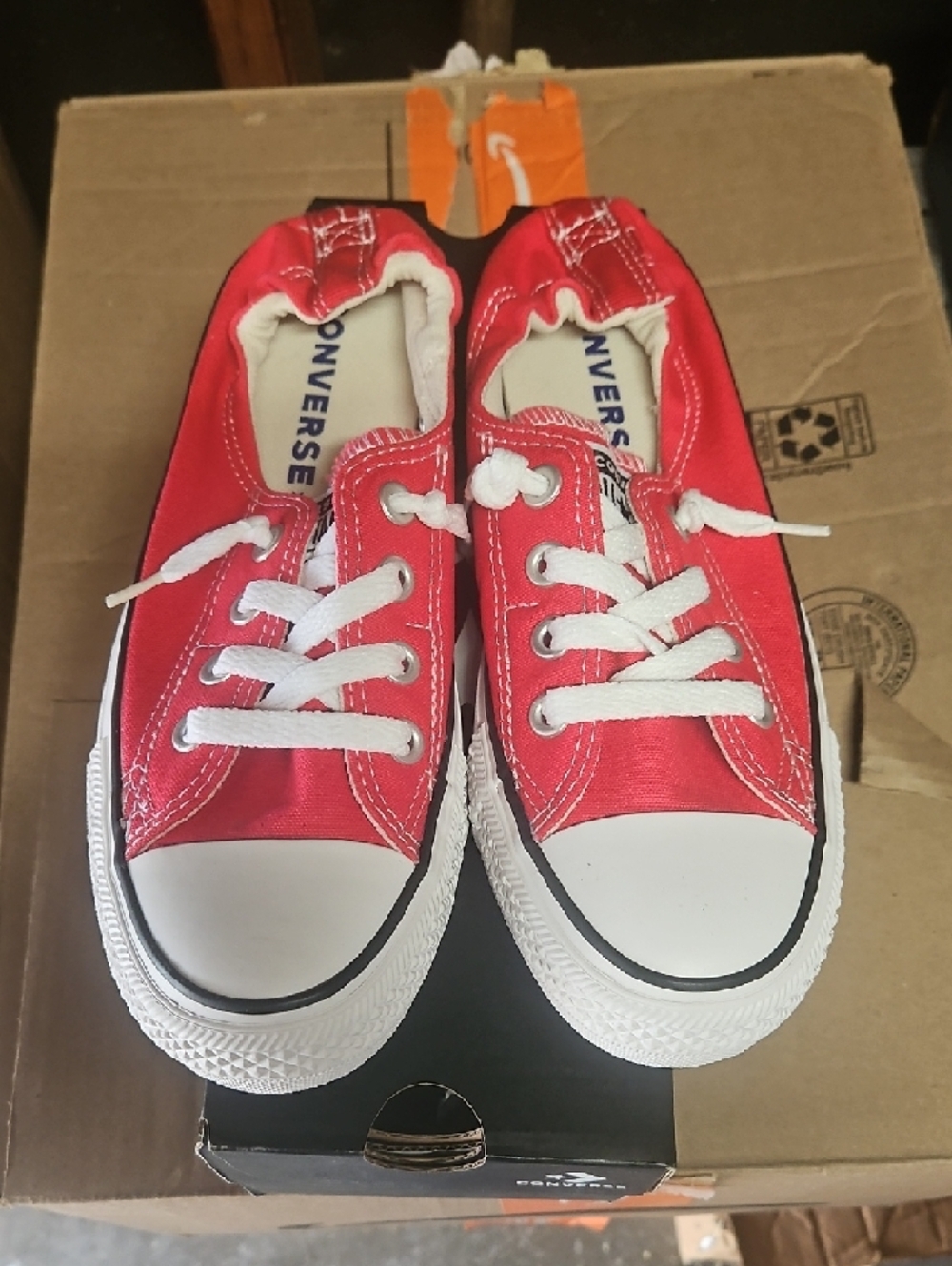 Converse Kids Red Low-Top Canvas Sneakers with White Accents - Picture 3 of 5